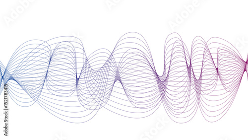 Vector curvy abstract line art wavy flowing dynamic colorful lines white background in concept music or sound, wave, wind, information flow pattern background wavy strings and threads flowy art	
