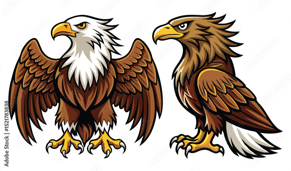 Obraz premium Photo of two majestic eagles isolated on white background