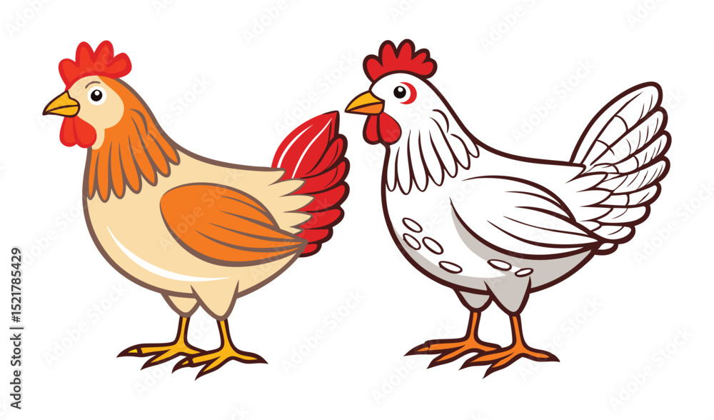 Fototapeta premium Photo of two cartoon chickens isolated on white background