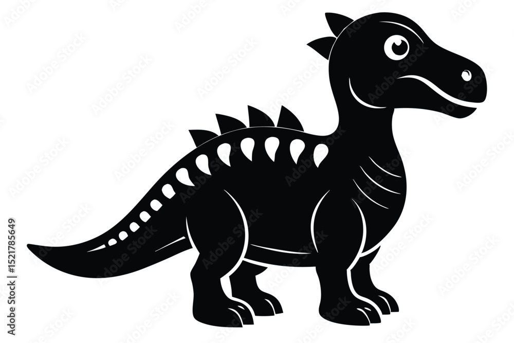 Cartoon Illustration of a Friendly Black Dinosaur with Spikes on its Back Cartoon Illustration of a Friendly Black Dinosaur with Spikes on its Back