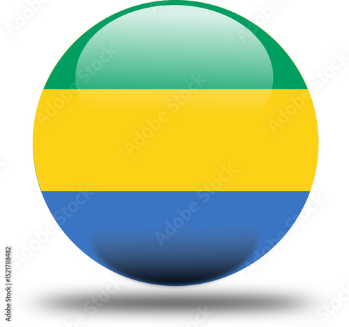 Free Download Flag of Gabon – 3D Circular Icon in High Resolution PNG Format	 - GFXLoad