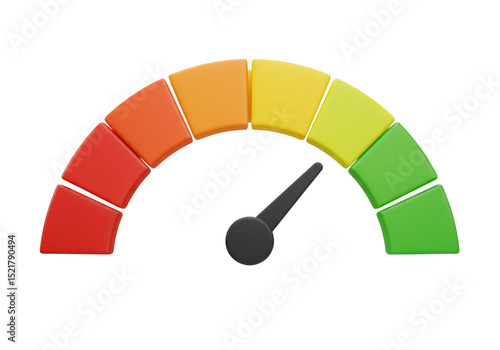 3d render of a colorful speedometer gauge