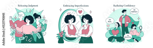 Psychology Of Self Acceptance. Flat Vector Illustration