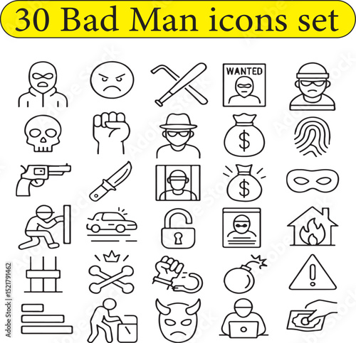 Bad Man icons set