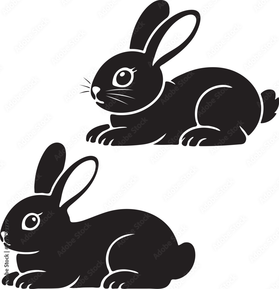 Obraz premium Cute Sitting Bunny Rabbit Silhouette
