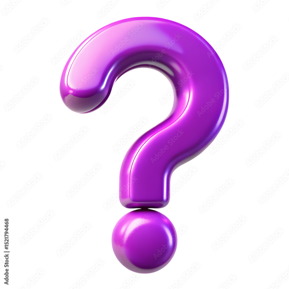 Naklejka premium Purple 3d question mark isolated on transparent background