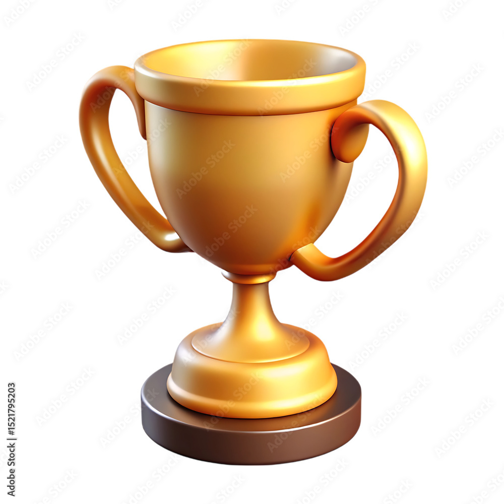 Golden trophy cup with two handles isolated on transparent background Golden trophy cup with two handles isolated on transparent background