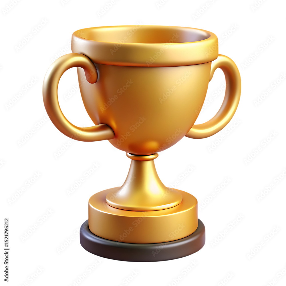 Golden trophy cup with two handles isolated on transparent background Golden trophy cup with two handles isolated on transparent background