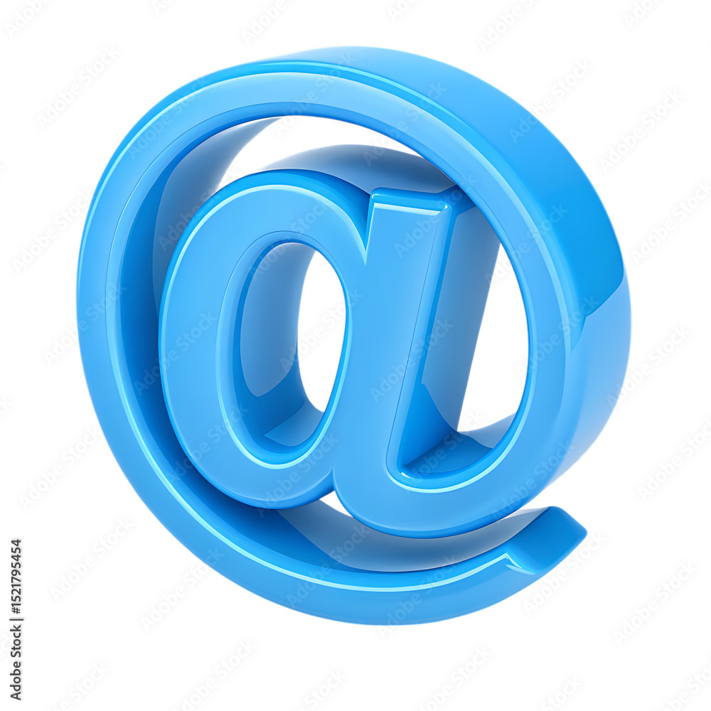 Obraz premium 3d blue at symbol email icon isolated on transparent background