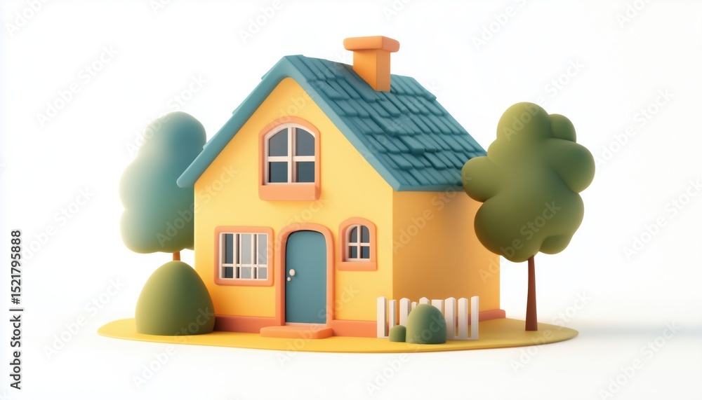 Fototapeta premium House Loan And Rent Template: Investing In Real Estate With Mortgage Rates, Property Purchases, Home Loans, And Bank Credits.