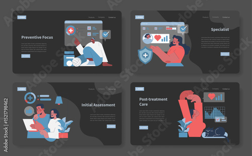 Healthcare Digital Interface Vector Illustration Set