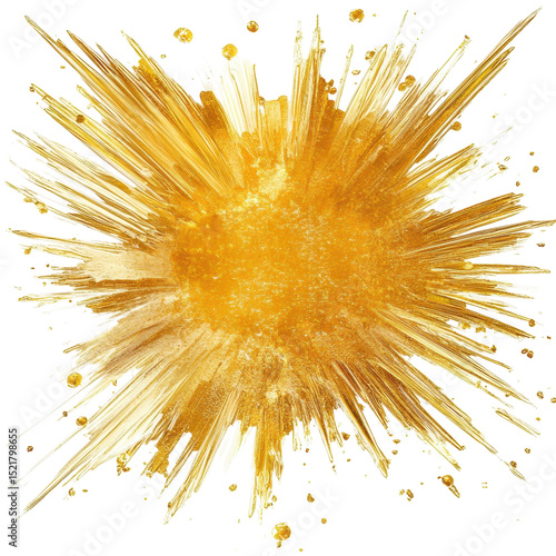 Bright golden burst illustration with vibrant splashes and textures