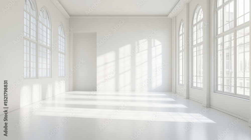 Bright spacious empty room with large sunlight natural light interior modern indoor space Bright spacious empty room with large sunlight natural light interior modern indoor space