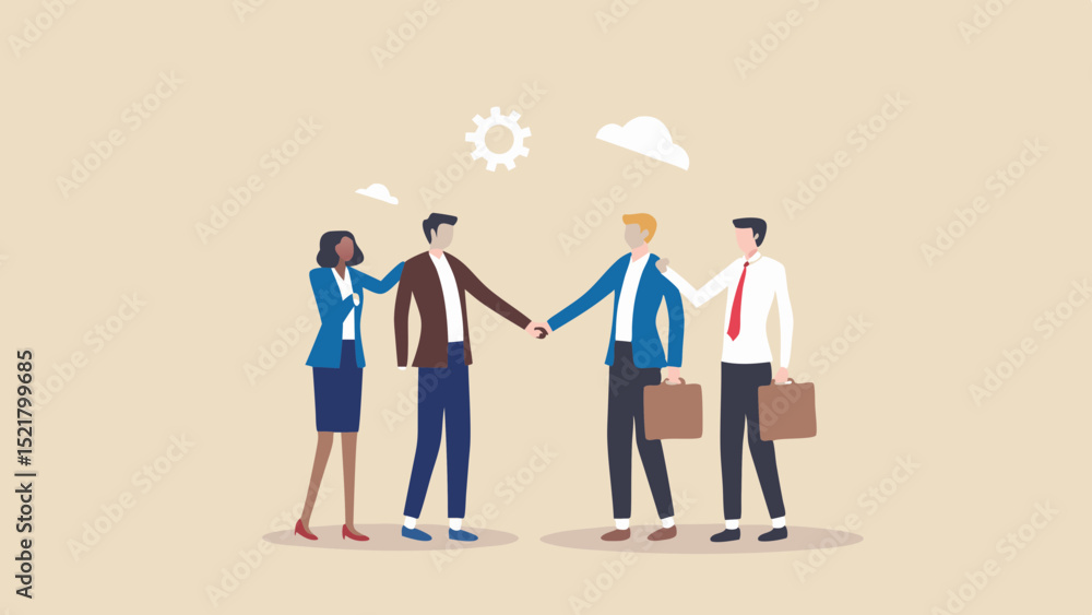 Building Bridges A diverse team celebrates new partnerships and shared goals with a clean minimalist Building Bridges A diverse team celebrates new partnerships and shared goals with a clean minimalist