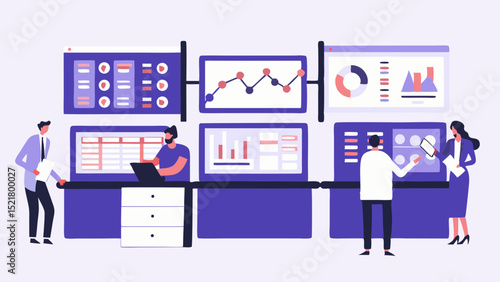 Collaborative analysis of market trends a team visually interpreting data at the trading floor with simplified