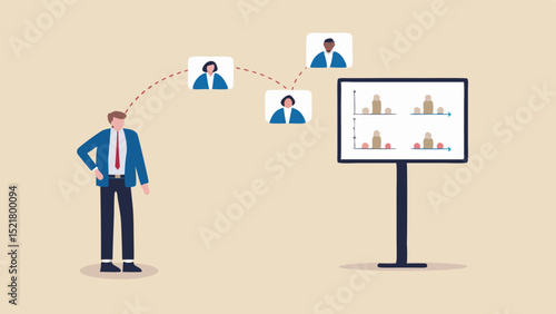 Leading a remote data presentation connecting with a global team reviewing quarterly trends on screen with