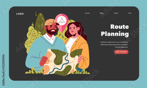 Family Camping. Flat Vector Illustration