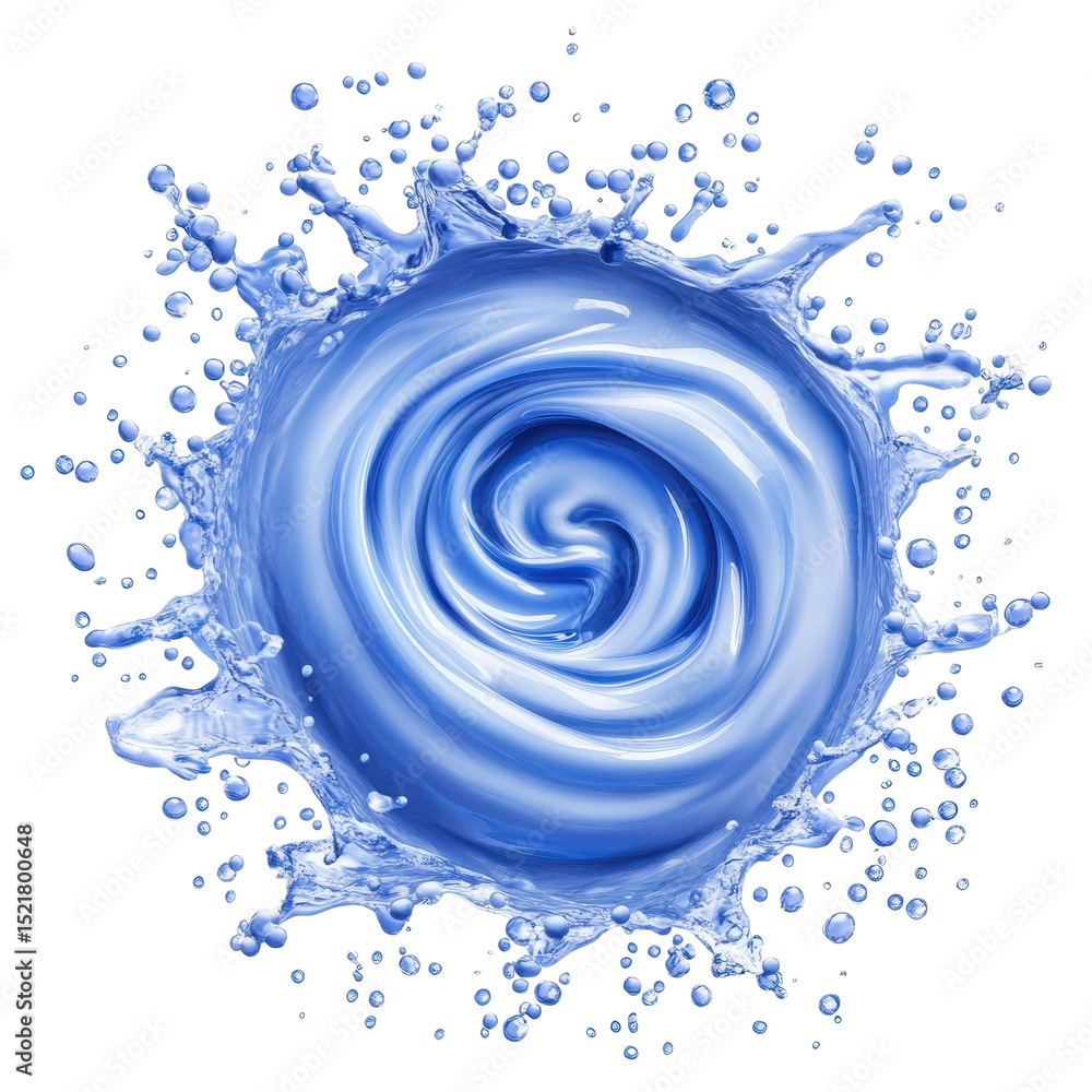 Fototapeta premium Dynamic splash of blue liquid creating a whirlpool effect