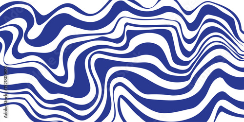 Abstract background with colorful waves. Psychedelic groovy trippy y2k retro seamless pattern in blue color. Wavy and swirled brush strokes liquid background for packaging