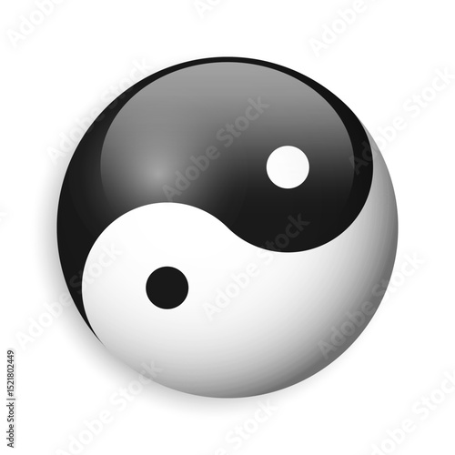 This vector illustration represents the yin and yang symbol, showcasing the balance and harmony of opposing forces. It highlights the interconnectedness of dualities in life and nature.