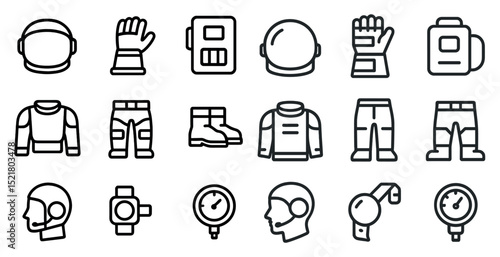 Space exploration icons set for adventure and technology design projects