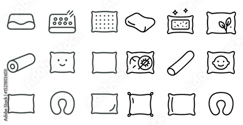 Sleep accessories and pillow icons for comfort and relaxation design