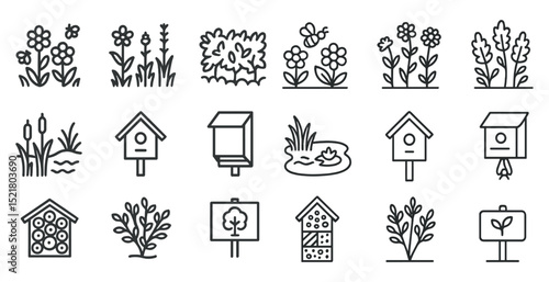 Garden and nature icon set for eco-friendly design projects