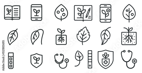 Plant growth and health icons for nature-themed design projects