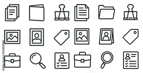 Office tools and document management icons for organization and design