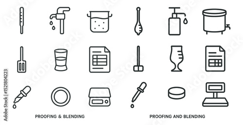 Fermentation and brewing equipment icons for craft beverage design