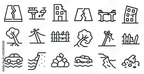Natural disaster icons set for emergency preparedness design and communication