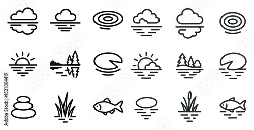 Minimalist nature icons for outdoors projects and designs