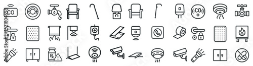 Smart home and security line icons for modern design projects