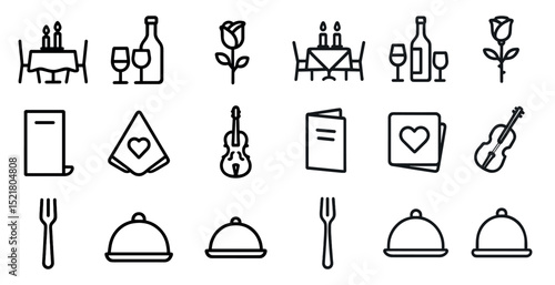 Romantic dinner and music elements for valentine's day design