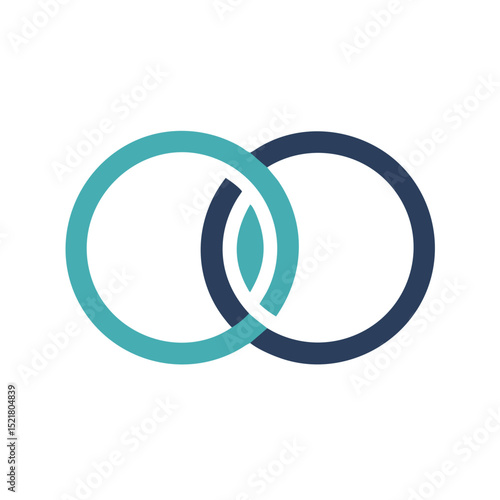 Interlocked rings in teal and navy blue design for Pride Month  