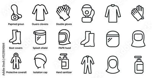 Personal protective equipment icons for safety and hygiene design