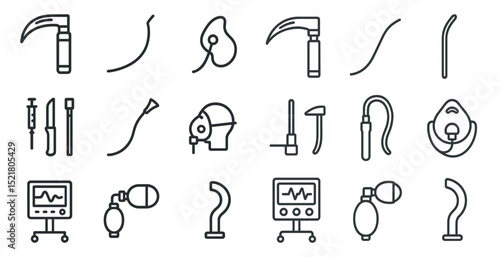 Medical equipment icons for healthcare and hospital design projects