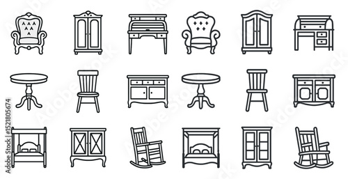 Elegant furniture icons collection for home decor and interior design ideas