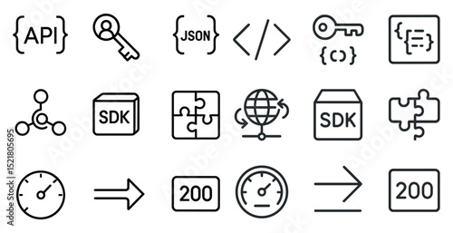 Api and sdk development icons for web and mobile design projects