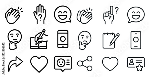 Communication and interaction icons for digital design and messaging apps