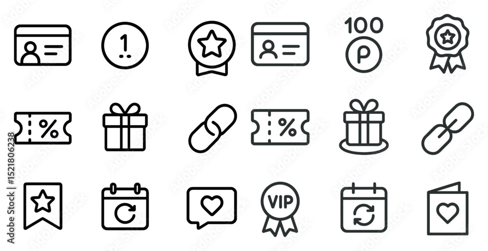 Loyalty and reward program icons for app and web design Loyalty and reward program icons for app and web design