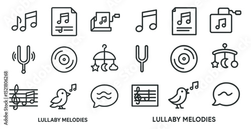 Music and lullaby icons for children's songs and nursery rhymes