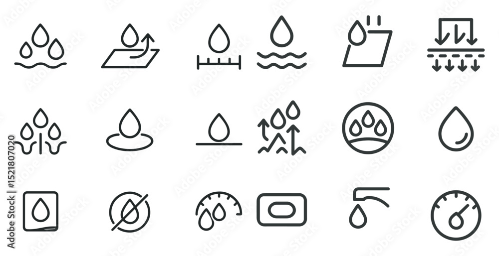 Fototapeta premium Water droplet icons for weather apps or infographics