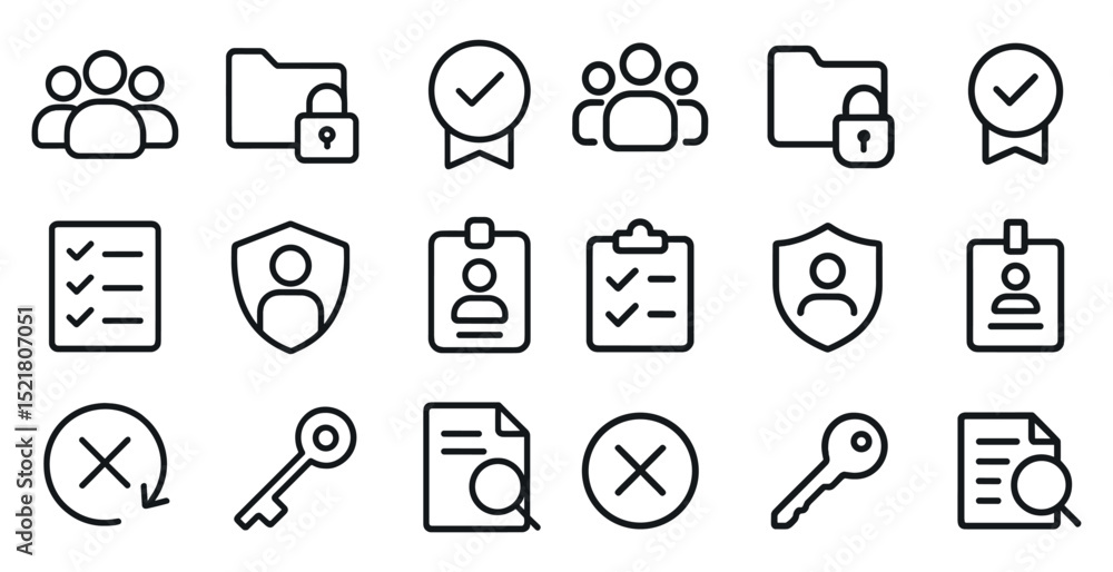 Fototapeta premium Minimalist security and profile icons for digital design projects
