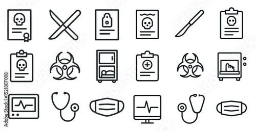 Medical and forensic icons collection for healthcare and safety design