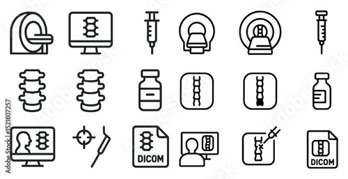Medical imaging and injection icons for radiology and healthcare design