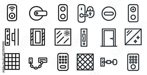 Variety of door and security lock icons for modern design projects
