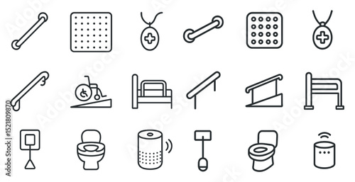 Accessibility and mobility aids icon set for inclusive design