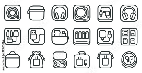 Collection of electronic device icon designs for technology and gadget accessories