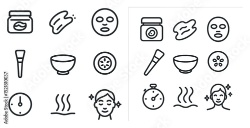 Skincare routine icons for beauty and wellness designs
